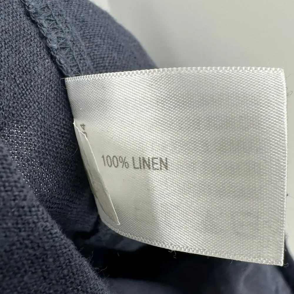Orvis Size Medium Tie Waist Pants Blue‎ 100% Linen Comfy Fit w/ Pockets - Picture 4 of 4